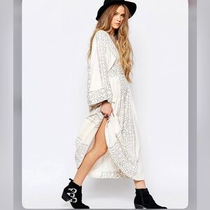 Free People Cream Maxi Dress with Black Patterns